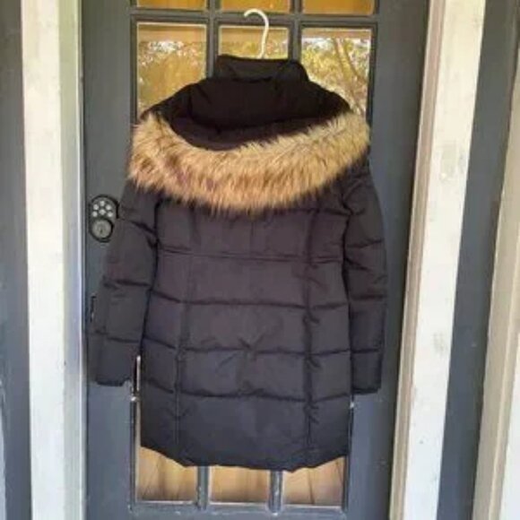 NOIZE Addie Faux Fur-Trim Quilted Parka Black Size S/P | Vegan Winter Coat NWOT - Picture 4 of 15